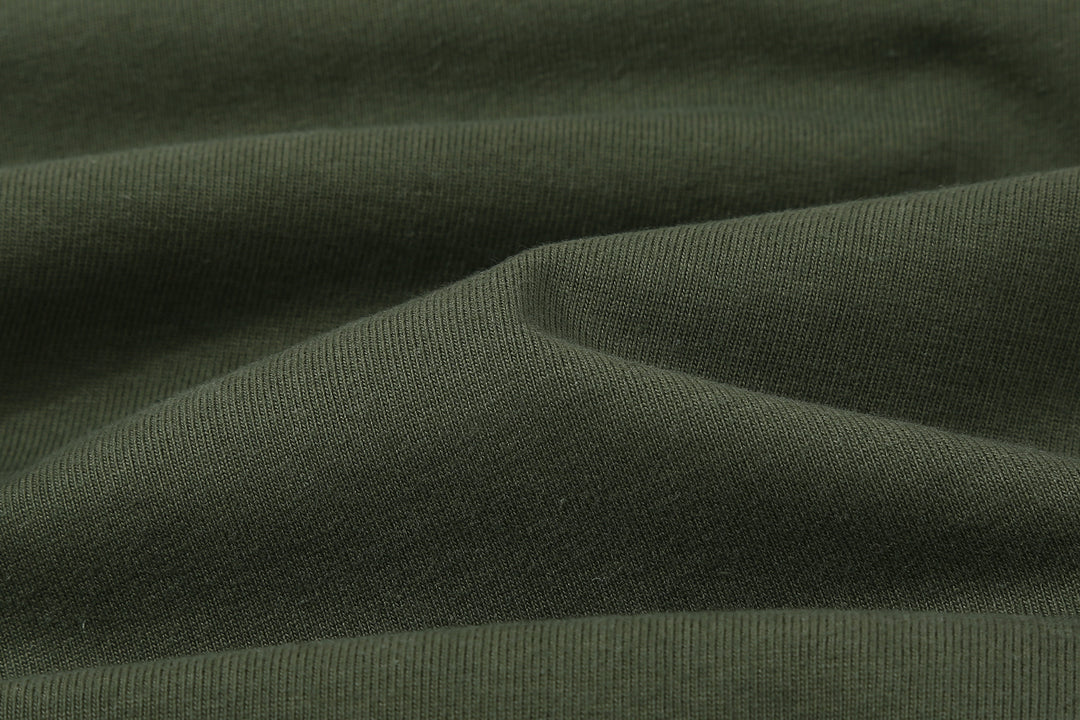 Boncoura High Density Heavyweight Pocket T-Shirt Made in Japan Olive Fabric Close Up