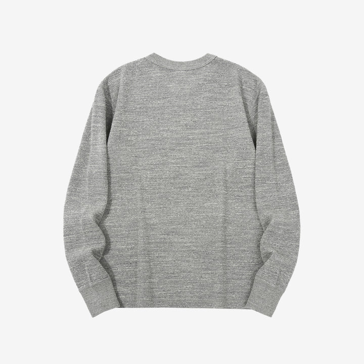 UES 602530 single rib knit long sleeve crew neck T-shirt made in Japan grey back view