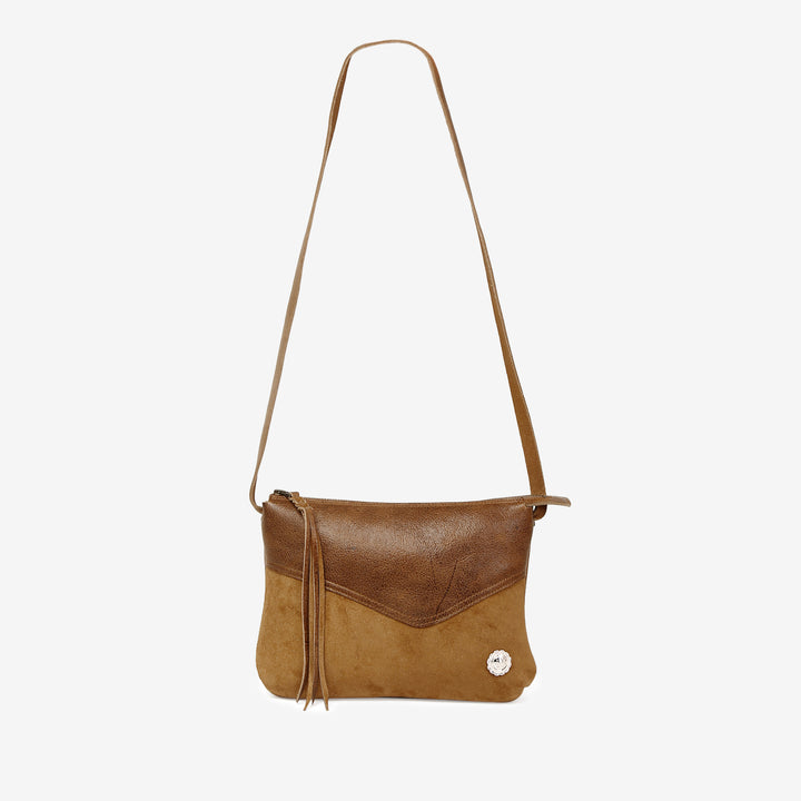 Moto BAG75 Kudu Leather Sacoche Shoulder Bag in Natural – Full Front View
