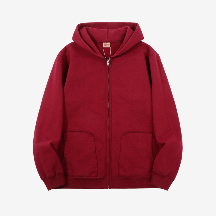 Deluxeware SPZ-00 heavyweight loopwheeled full zip parka made in Japan hoodie red