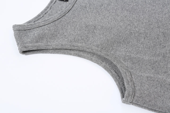 Deluxeware TNKP-00 Heavyweight Ribbed Knit Tank Top Arm Hole Light Grey