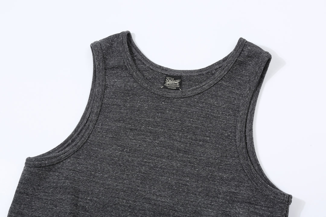 Deluxeware TNKP-00 Heavyweight Ribbed Knit Tank Top Neck Dark Grey