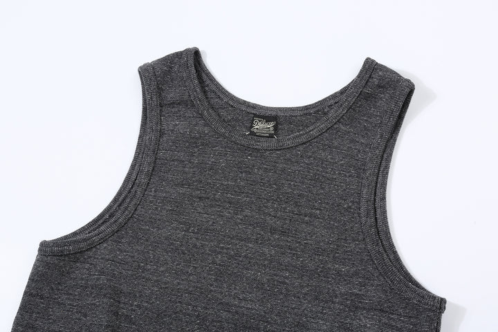 Deluxeware TNKP-00 Heavyweight Ribbed Knit Tank Top Neck Dark Grey