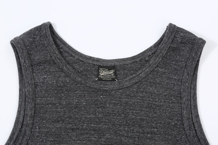 Deluxeware TNKP-00 Heavyweight Ribbed Knit Tank Top Neck Light Grey