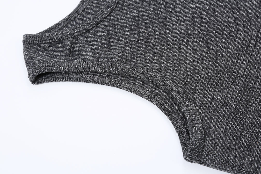 Deluxeware TNKP-00 Heavyweight Ribbed Knit Tank Top Arm Hole Dark Grey