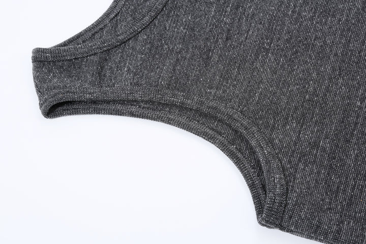 Deluxeware TNKP-00 Heavyweight Ribbed Knit Tank Top Arm Hole Dark Grey