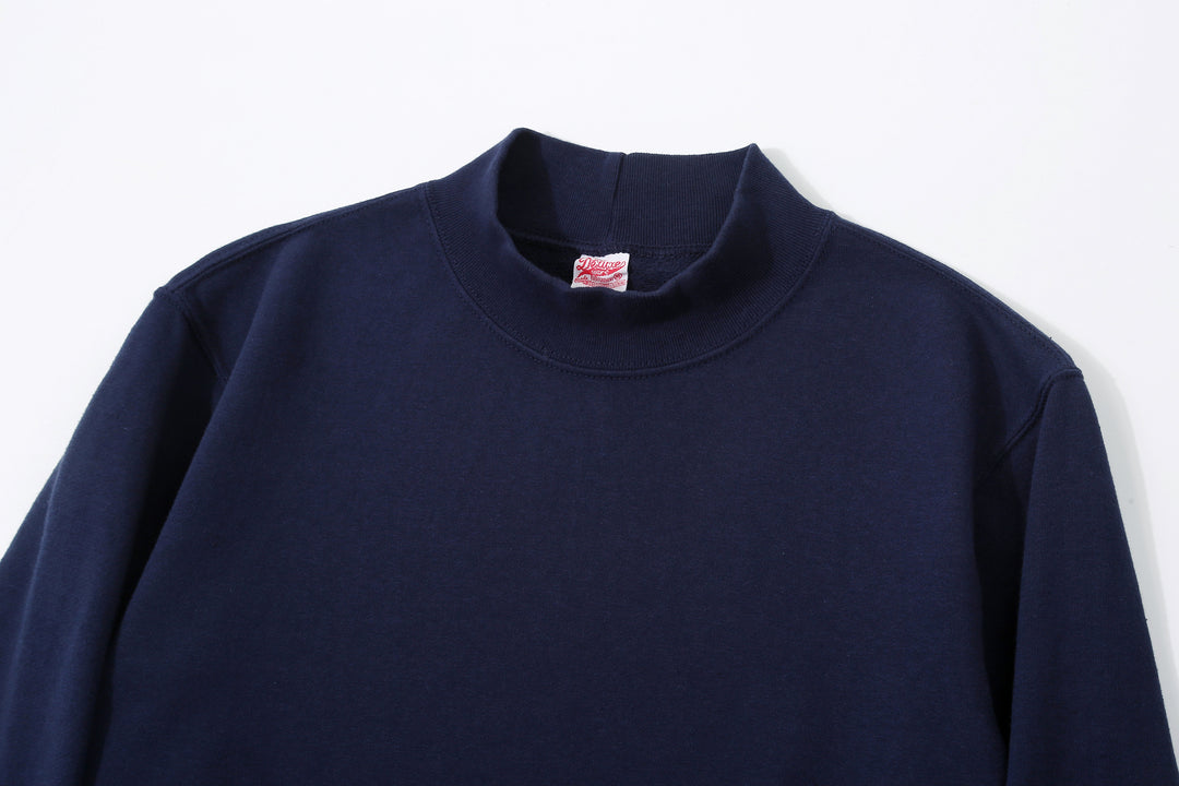 Deluxeware M300 “Azuma-Knit” Lightweight Mock Neck Sweatshirt Made in Japan Mock Neck Blue Black