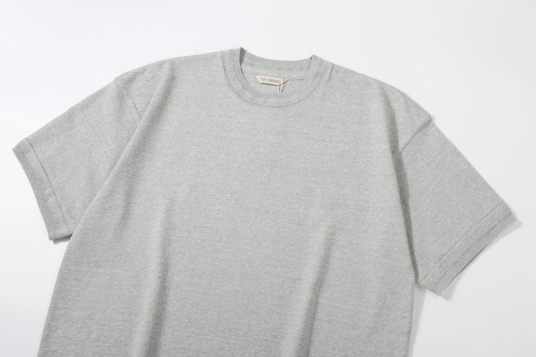 Un-Useless 170204 linen KNITEE short sleeve crew neck knit T-shirt made in Japan grey crew neck