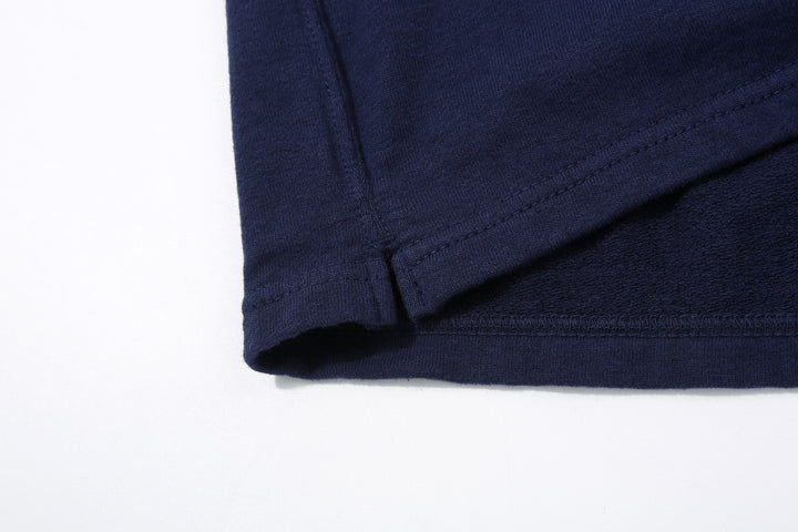 Deluxeware M300 “Azuma-Knit” Lightweight Mock Neck Sweatshirt Made in Japan Blue Back Split hem