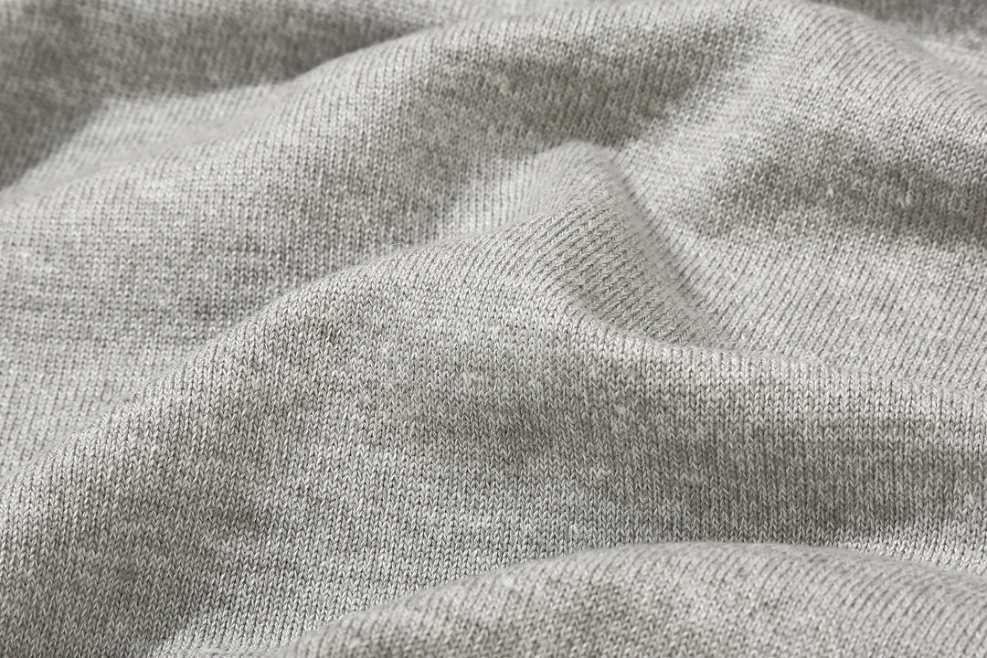 Un-Useless 170205 linen KNITEE short sleeve crew neck pocket knit T-shirt made in Japan grey fabric close up