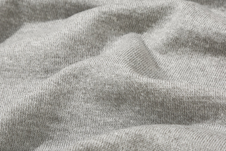Un-Useless 170205 linen KNITEE short sleeve crew neck pocket knit T-shirt made in Japan grey fabric close up
