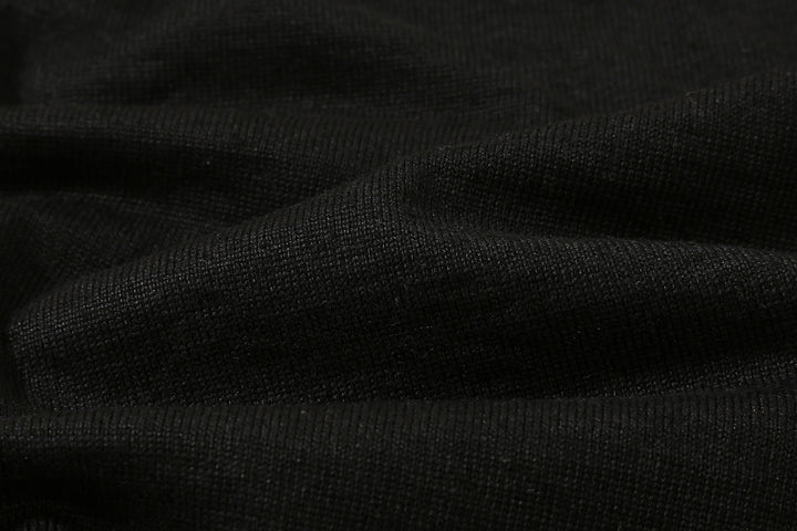 Un-Useless 170205 linen KNITEE short sleeve crew neck pocket knit T-shirt made in Japan black fabric close up