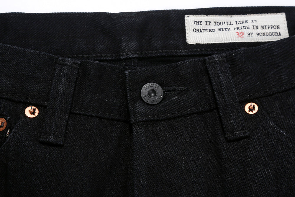 boncoura kurogane xx 15oz selvedge denim regular straight fit black