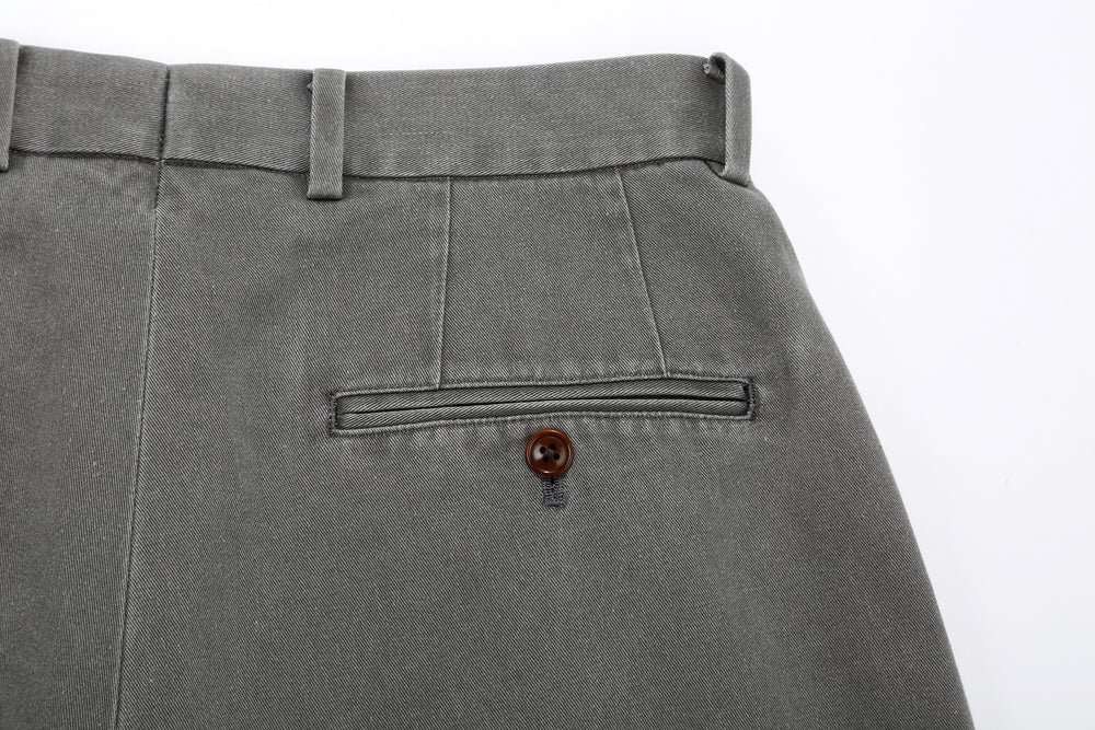 NEAT 26-01NC fade grey wide tapered chinos Japanese trousers back pocket