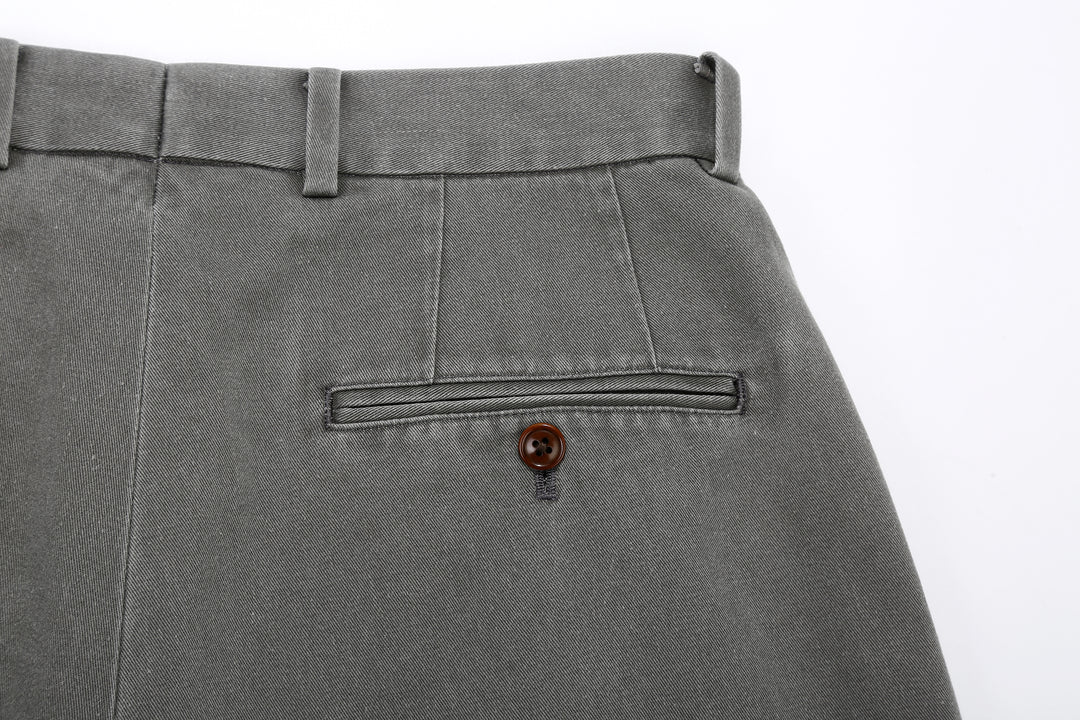 NEAT 26-01NC fade grey wide tapered chinos Japanese trousers back pocket