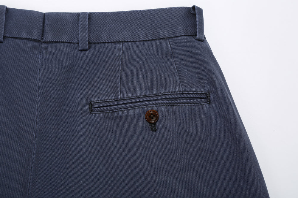 NEAT 26-01NC fade navy wide tapered chinos Japanese trousers back pocket