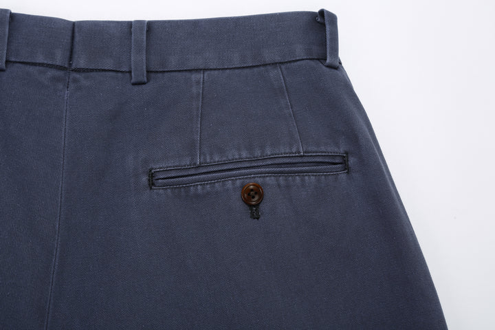 NEAT 26-01NC fade navy wide tapered chinos Japanese trousers back pocket