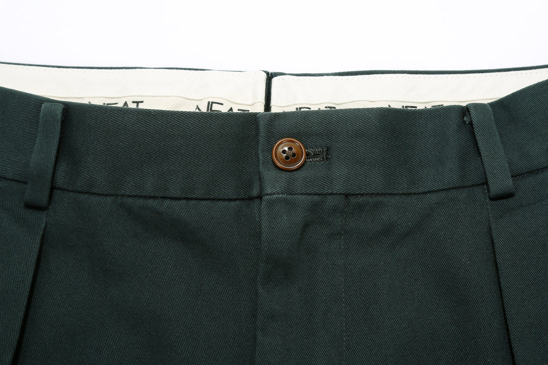 NEAT 26-01NC wide tapered trousers Japanese chino pants button