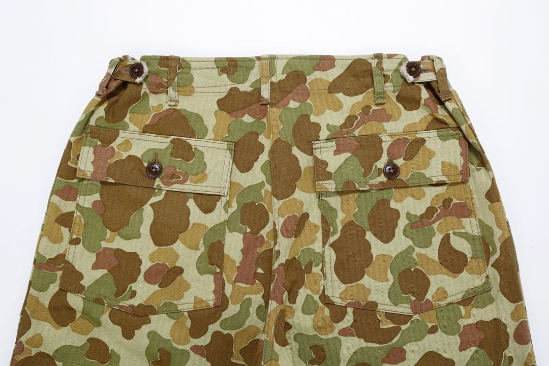 Boncoura Duck Hunter Camo US Army Baker Pants - Wide Straight Fit Made in Japan Back Pockets
