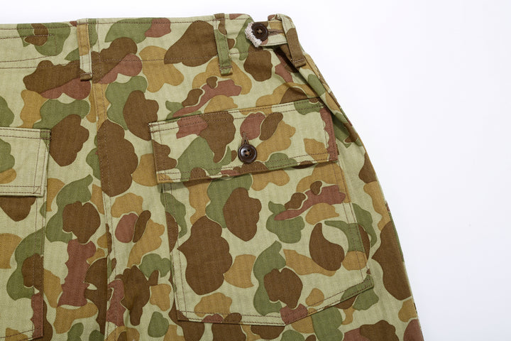 Boncoura Duck Hunter Camo US Army Baker Pants - Wide Straight Fit Made in Japan Back Pocket Right