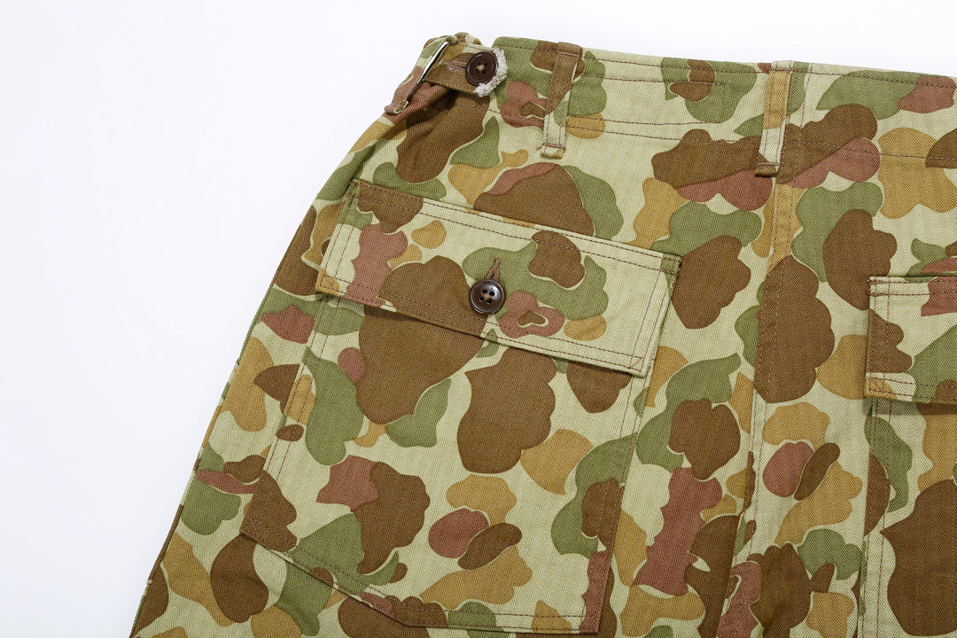 Boncoura Duck Hunter Camo US Army Baker Pants - Wide Straight Fit Made in Japan Back Pocket Left