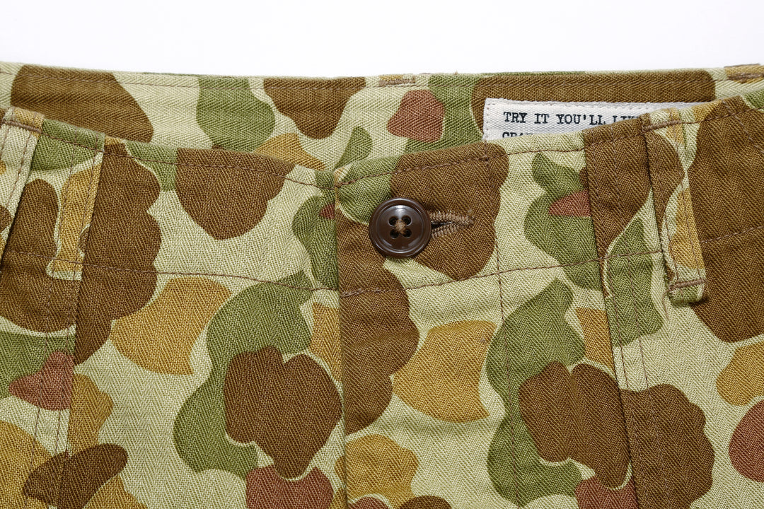 Boncoura Duck Hunter Camo US Army Baker Pants - Wide Straight Fit Made in Japan Main Button