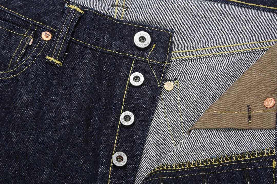 Boncoura 43XX WWII Natural Indigo Dyed Selvedge Denim 15th Anniversary Model Made in Japan button details