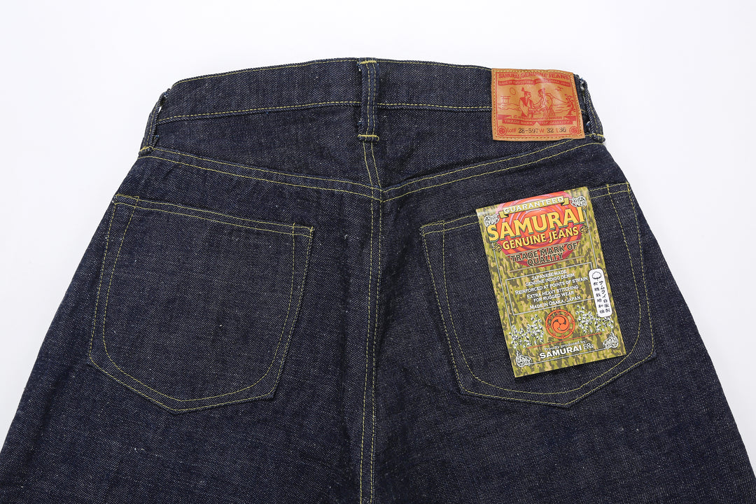 Samurai Jeans S2000HXII Samurai Cotton 15.8oz GL3 Selvedge Denim - Wide Striaght Fit back pockets