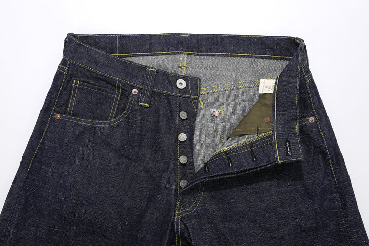 Samurai Jeans S2000HXII Samurai Cotton 15.8oz GL3 Selvedge Denim - Wide Striaght Fit front buttons