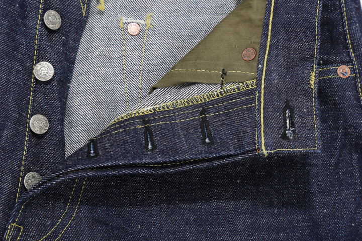 Samurai Jeans S2000HXII Samurai Cotton 15.8oz GL3 Selvedge Denim - Wide Striaght Fit button holes
