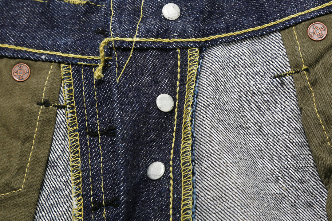 Samurai Jeans S2000HXII Samurai Cotton 15.8oz GL3 Selvedge Denim - Wide Striaght Fit button reverse side