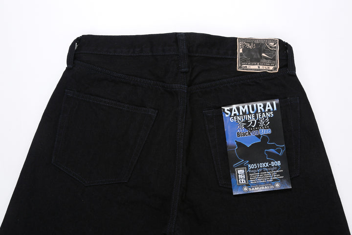 Samurai Jeans S0510XX-BOB Black on Blue 15oz selvedge denim regular straight fit made in Japan back view