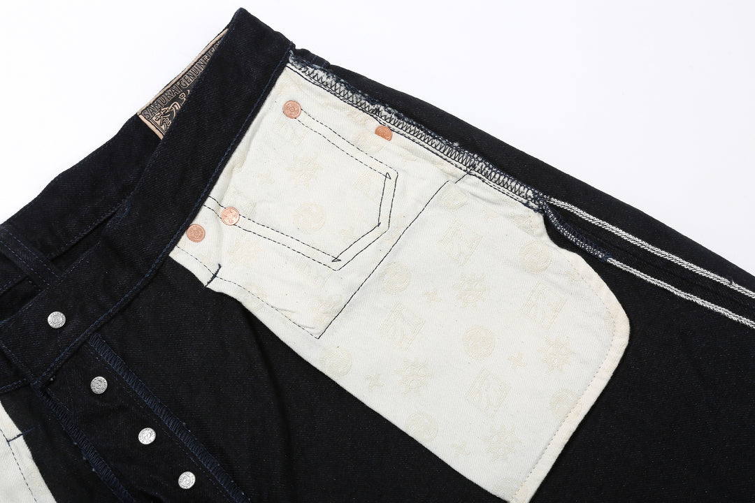 Samurai Jeans S0510XX-BOB Black on Blue 15oz selvedge denim regular straight fit made in Japan pocket bag