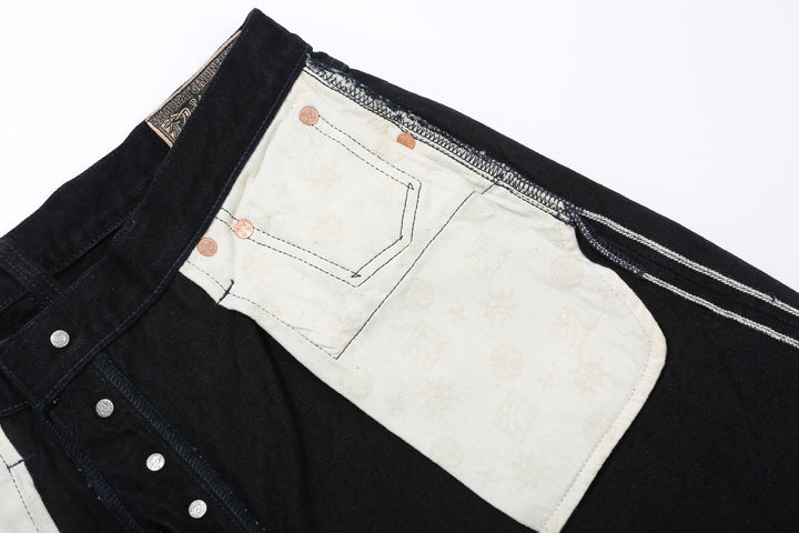 Samurai Jeans S0510XX-BOB Black on Blue 15oz selvedge denim regular straight fit made in Japan pocket bag