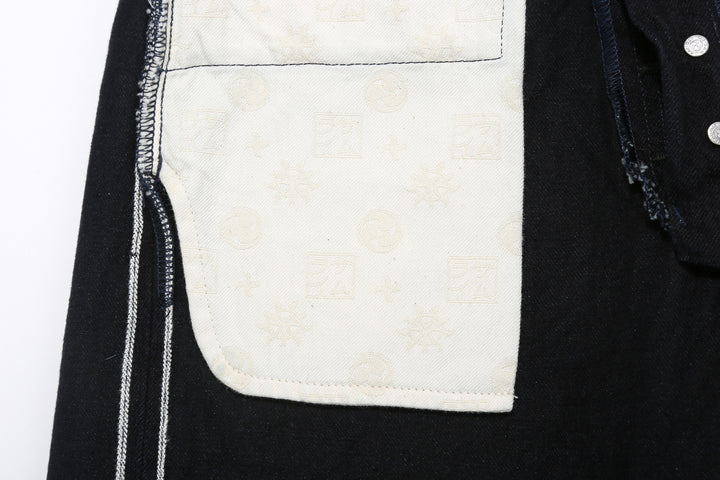 Samurai Jeans S0510XX-BOB Black on Blue 15oz selvedge denim regular straight fit made in Japan pocket bag close up