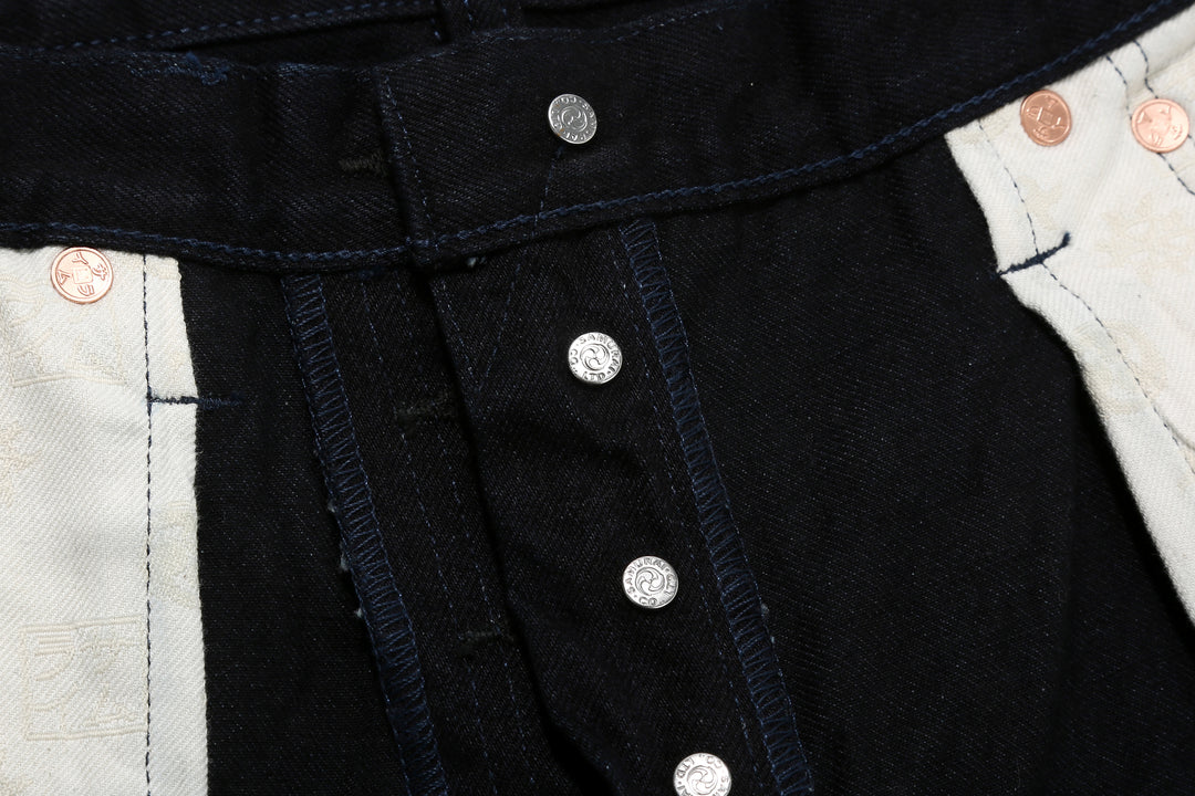 Samurai Jeans S0510XX-BOB Black on Blue 15oz selvedge denim regular straight fit made in Japan buttons under side