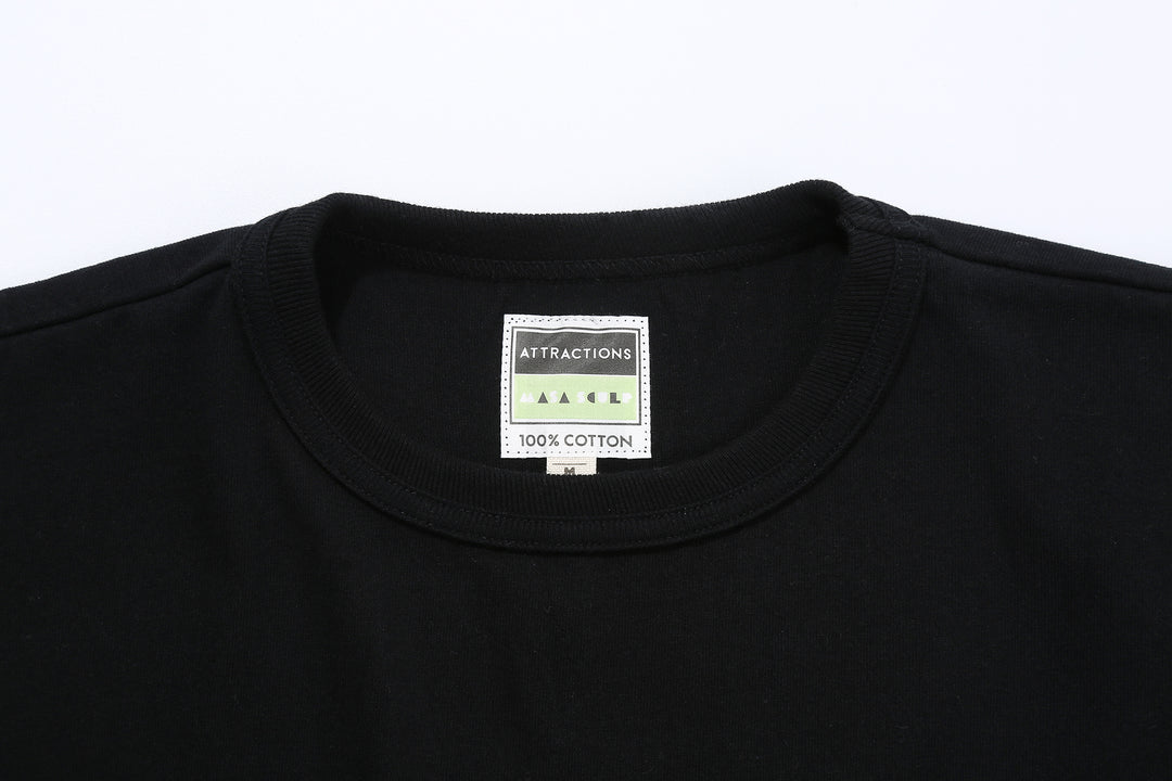 Attractions x MASA SCULP AM0001 Black Cat Pocket T-Shirt Black – Double-Binder Neck and Brand Label Detail