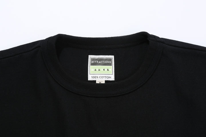 Attractions x MASA SCULP AM0001 Black Cat Pocket T-Shirt Black – Double-Binder Neck and Brand Label Detail