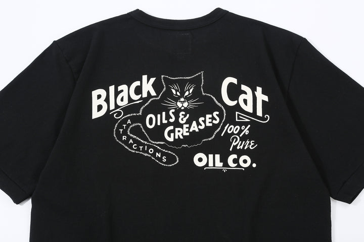 Attractions x MASA SCULP AM0001 Black Cat Pocket T-Shirt Black – Black Cat Back Print Detail