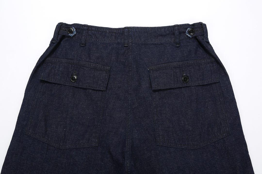 Boncoura Cotton Linen Indigo Denim Baker Pants – Back Pockets and Side Adjusters