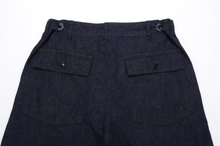 Boncoura Cotton Linen Indigo Denim Baker Pants – Back Pockets and Side Adjusters