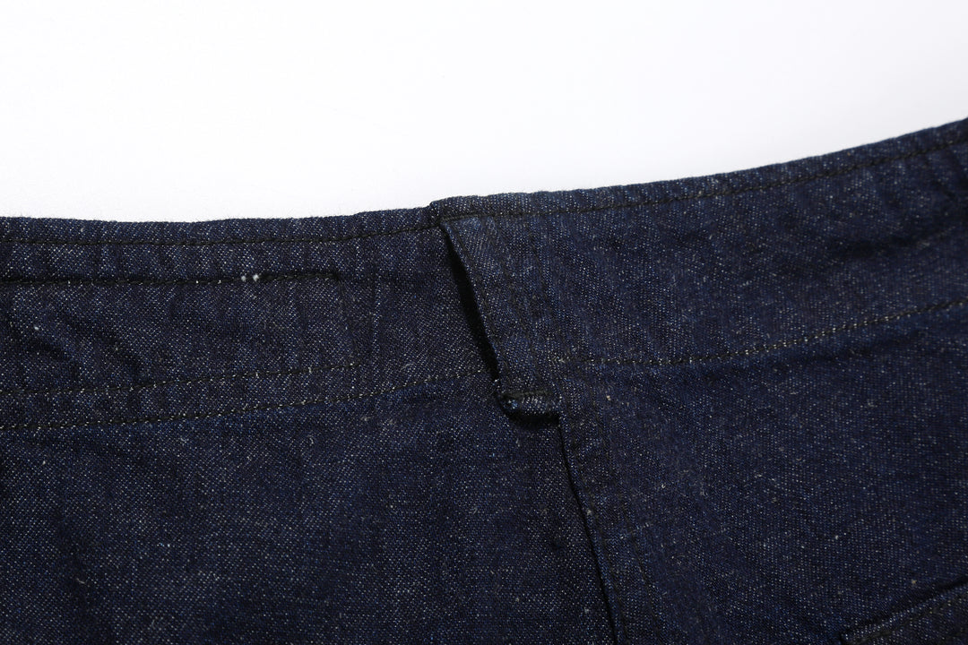 Boncoura Cotton Linen Indigo Denim Baker Pants – Back Waistband Construction Detail