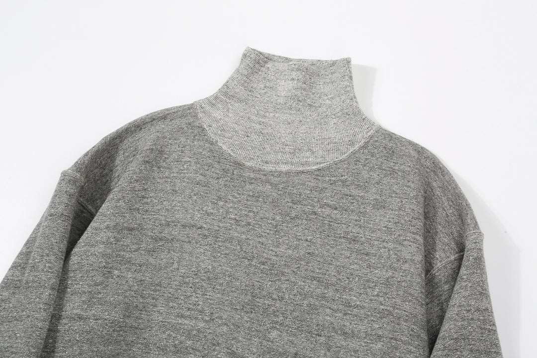 Warehouse 468 high neck loopwheel sweatshirt mock neck made in Japan vintage style grey neck detail
