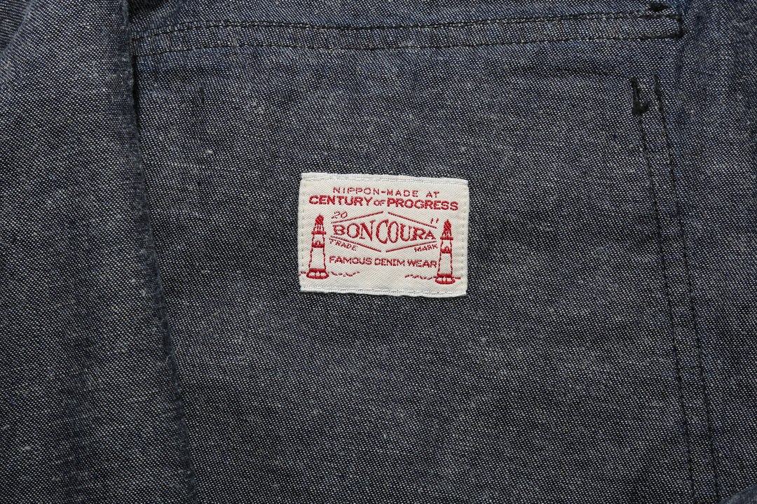 Boncoura Cotton Linen Indigo Denim Baker Pants – Interior Boncoura Label and Denim Reverse Detail