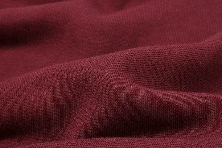 Warehouse 468 high neck loopwheel sweatshirt mock neck made in Japan vintage style burgundy fabric close up
