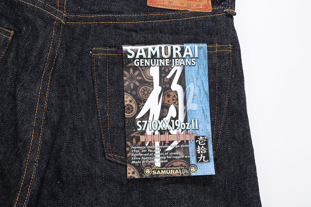 Samurai Jeans S710XX 19oz Kiwami selvedge denim slim straight fit paper flasher