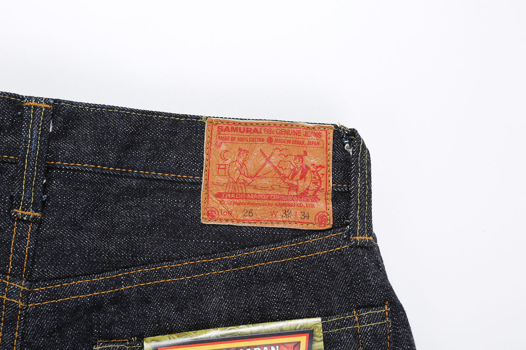 Samurai Jeans S511XX 19oz Kiwami selvedge denim slim tapered fit leather patch