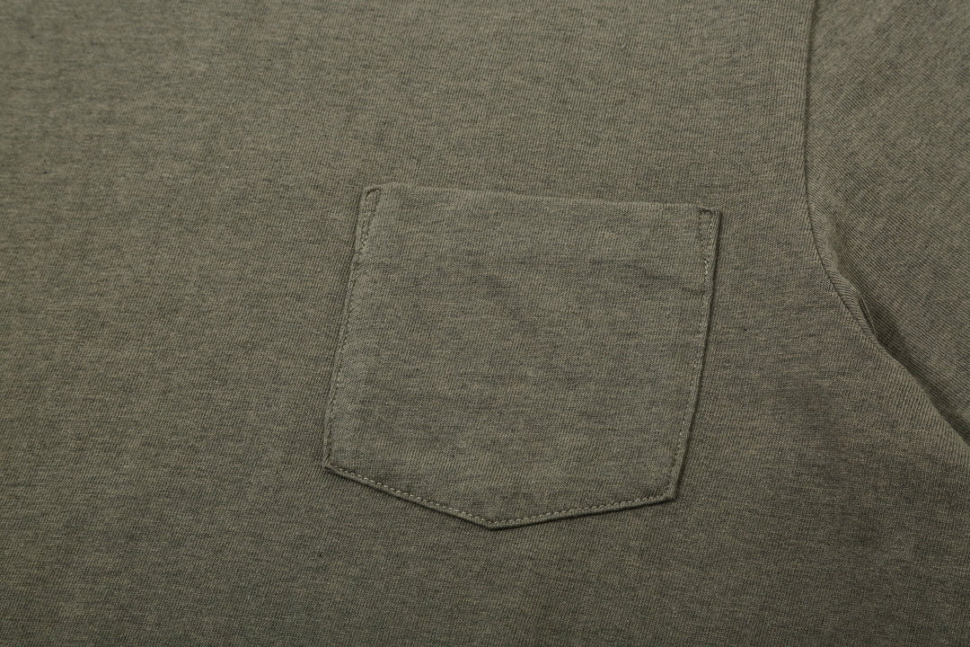 Deluxeware MTM-00 7.5oz “Wood Grain” Loopwheeled Pocket T-Shirt Made in Japan Heather Green Pocket