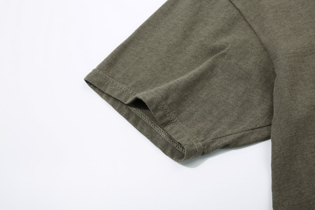 Deluxeware MTM-00 7.5oz “Wood Grain” Loopwheeled Pocket T-Shirt Made in Japan Heather Green Sleeve