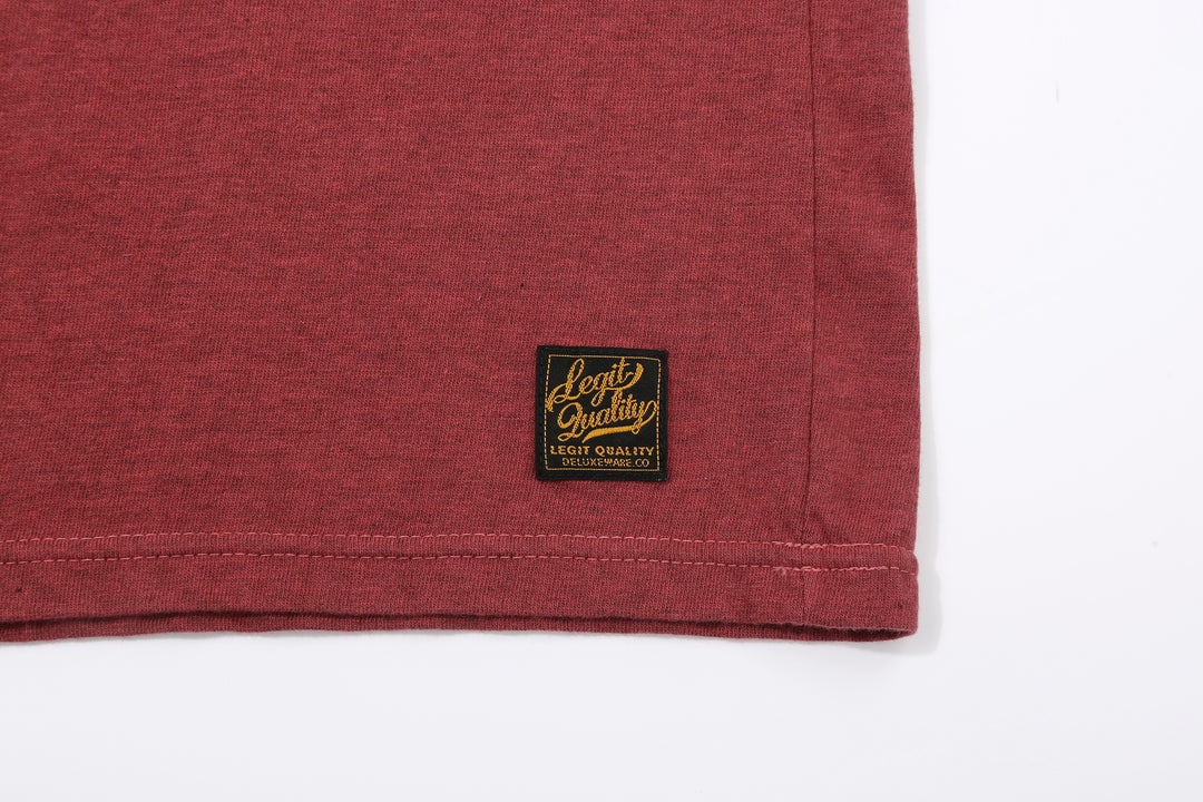 Deluxeware MTM-00 7.5oz “Wood Grain” Loopwheeled Pocket T-Shirt Made in Japan Heather Red Label